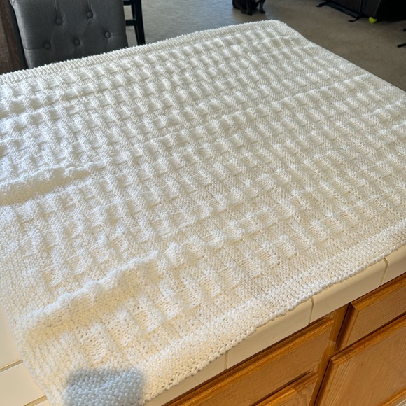 Handmade Crochet white Baby Blessing Blanket.40” square - Picture 1 of 3